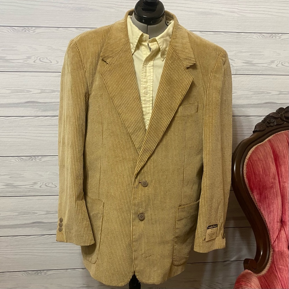 Vintage Scandia Woods Tan Corduroy 2 Button Blazer Suit Coat Jacket Size 48 NWT